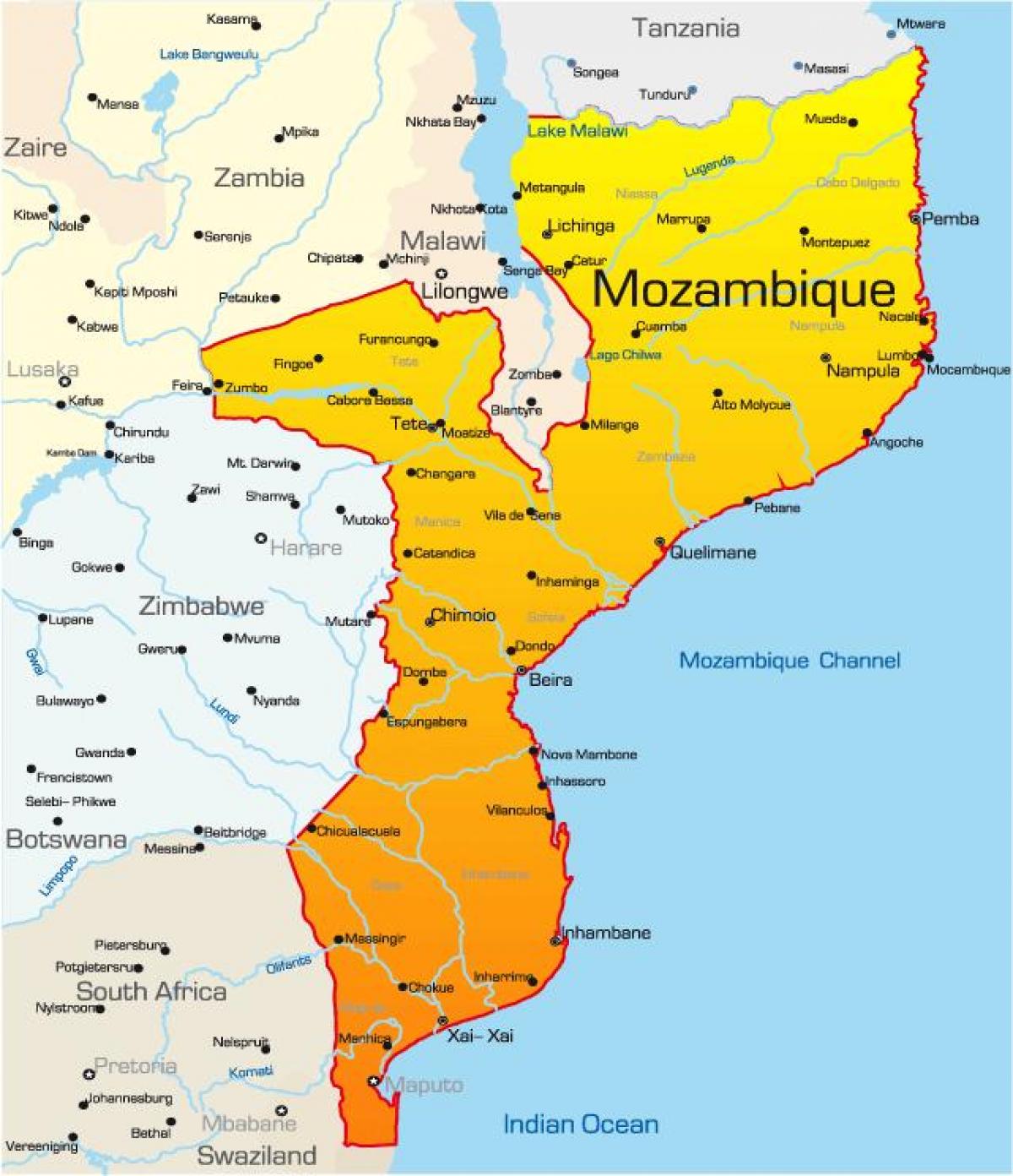 ο χάρτης της Μοζαμβίκης