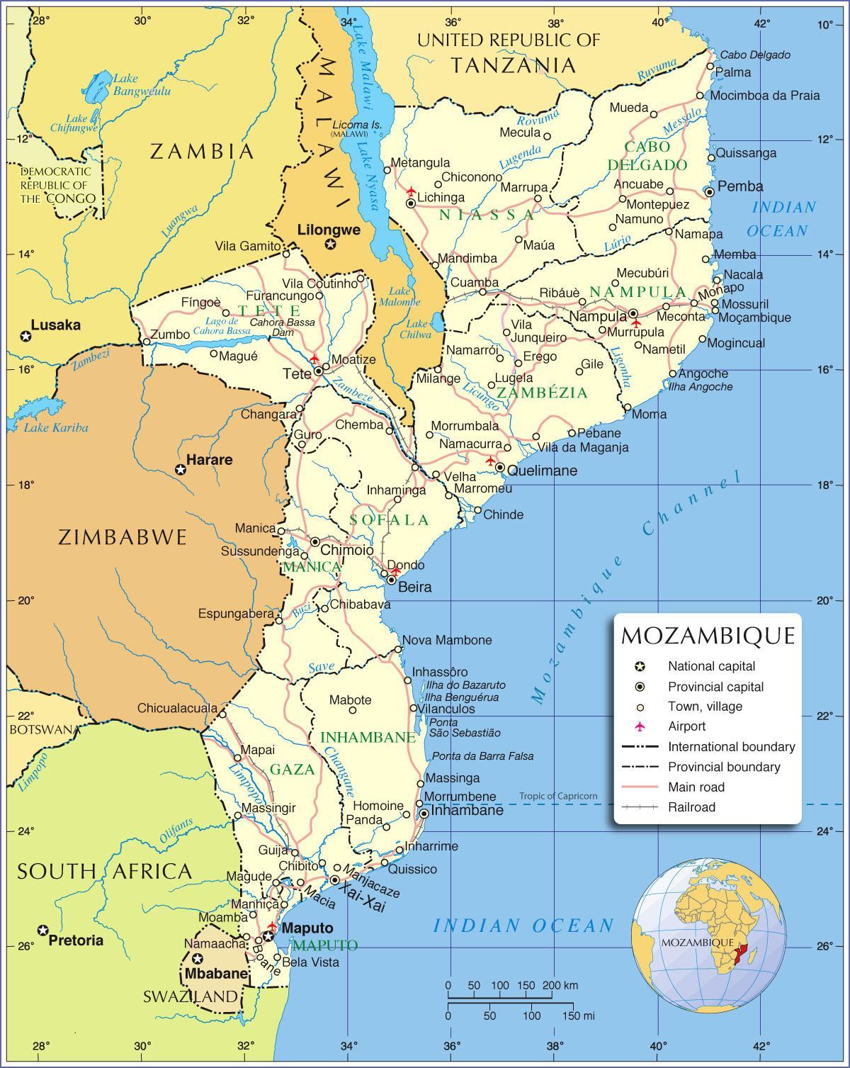 μαπούτο, Μοζαμβίκη χάρτης