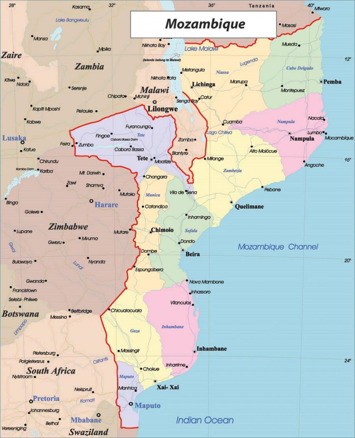 Μοζαμβίκη πολιτικό χάρτη
